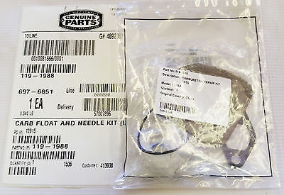 Toro 119-1988 Carburetor Float Bowl and Needle Repair Kit Genuine OEM